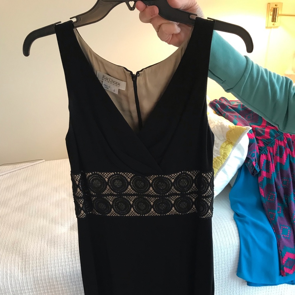 Kay Unger knee length dress with macrame detail